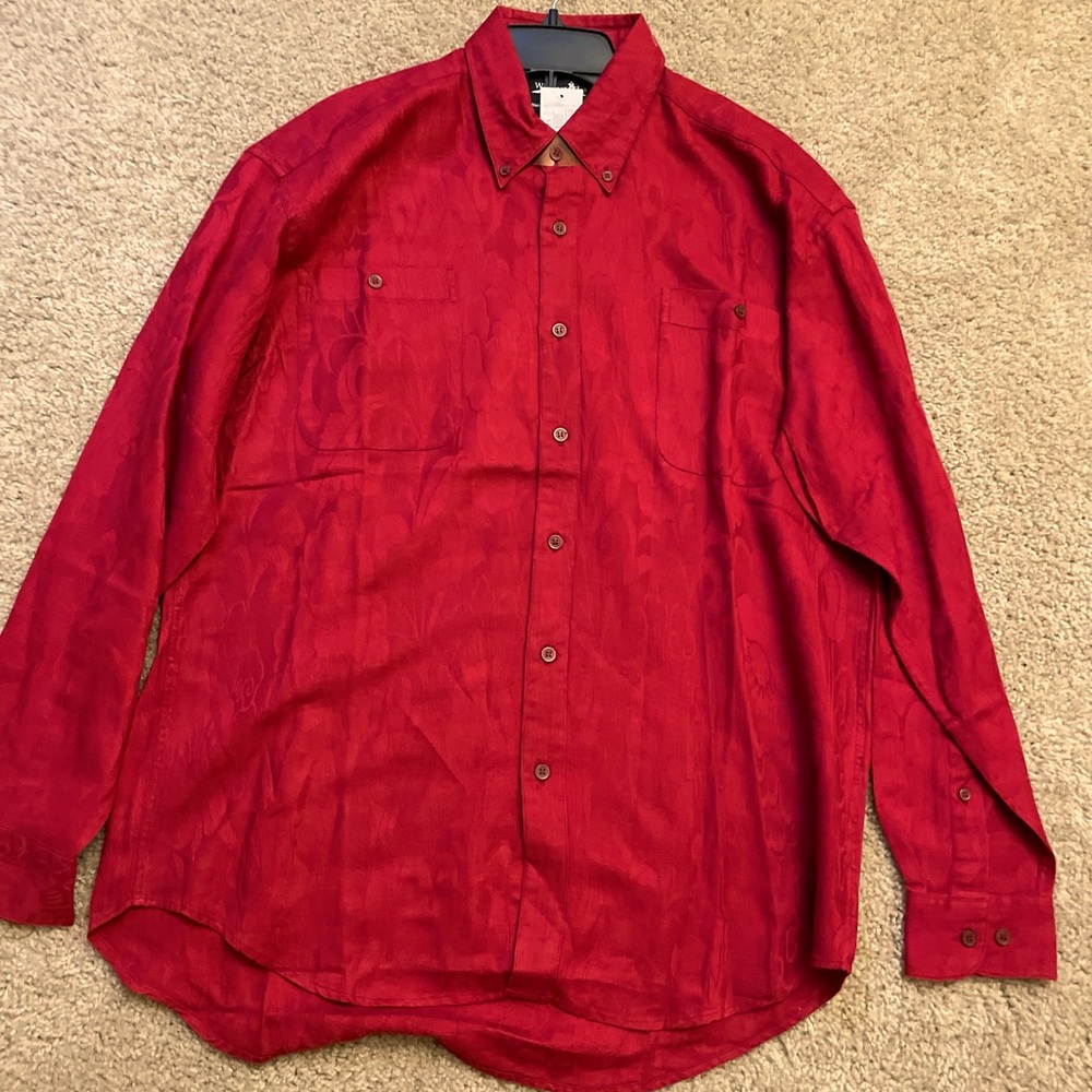 Red button down